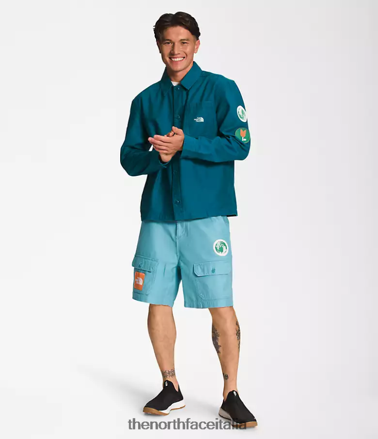 The North Face vestiario 460N8D11 corallo blu uomini shacket della valle