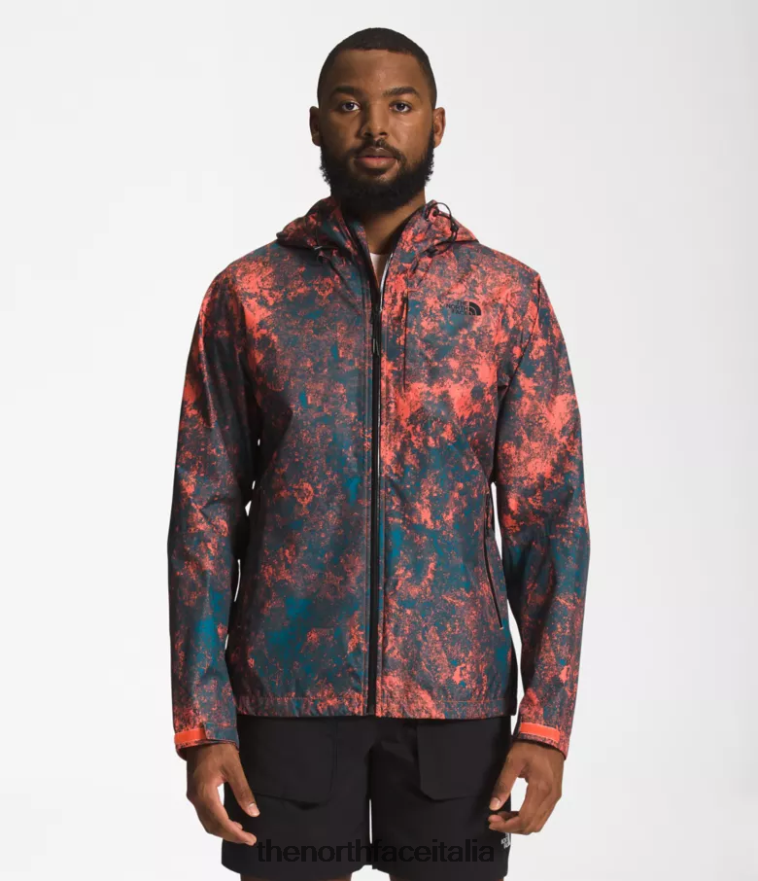 The North Face vestiario 460N8D1252 stampa retrò arancione iper rock uomini giacca alta vista