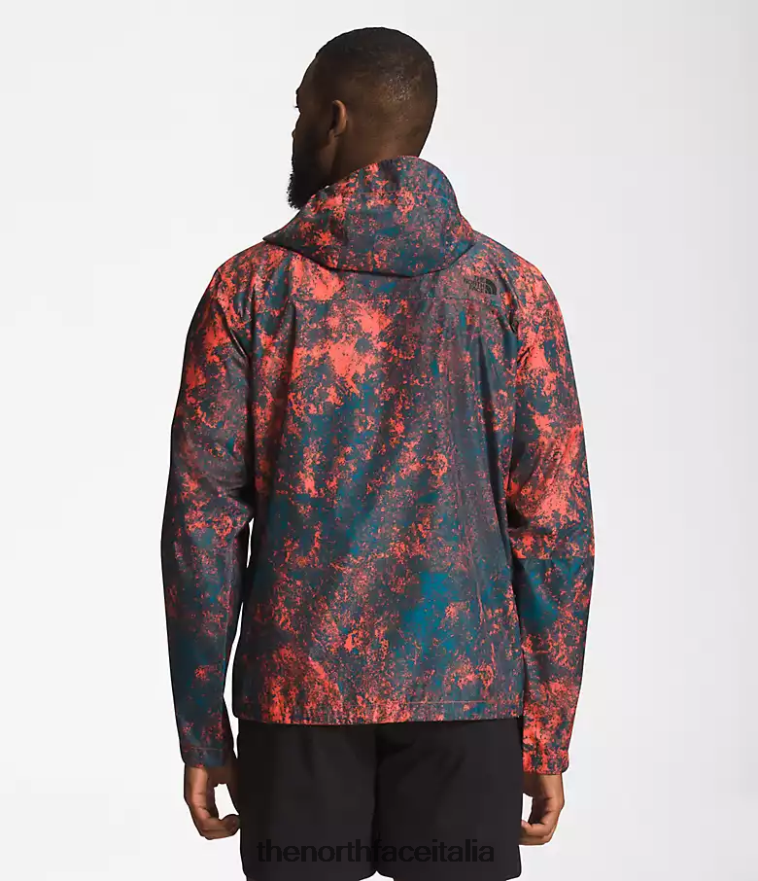 The North Face vestiario 460N8D1252 stampa retrò arancione iper rock uomini giacca alta vista