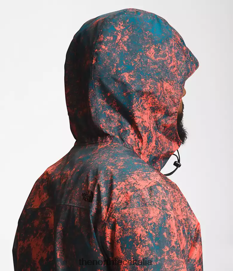 The North Face vestiario 460N8D1252 stampa retrò arancione iper rock uomini giacca alta vista