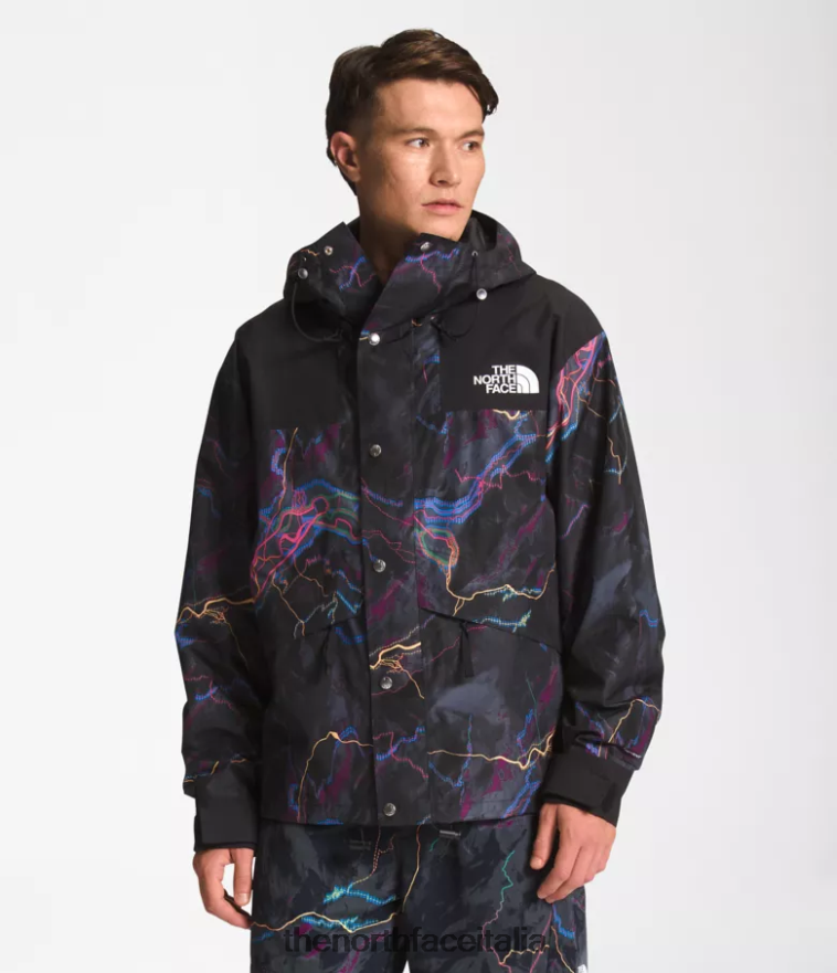 The North Face vestiario 460N8D1294 stampa tnf nera con traccia luminosa uomini Giacca da montagna retrò 86