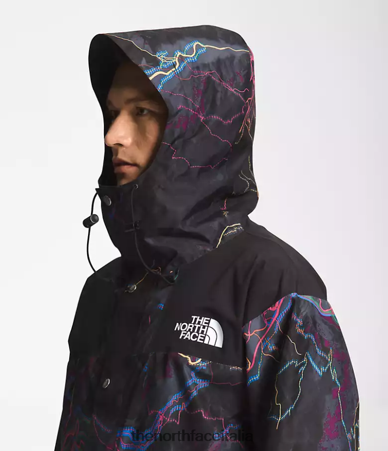 The North Face vestiario 460N8D1294 stampa tnf nera con traccia luminosa uomini Giacca da montagna retrò 86