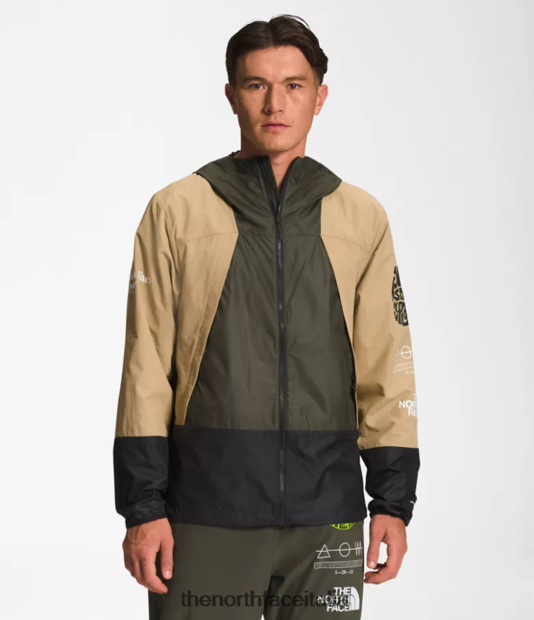 The North Face vestiario 460N8D347 kaki stone/tnf nero/new tuape verde uomini giacca da trailwear con fischietto