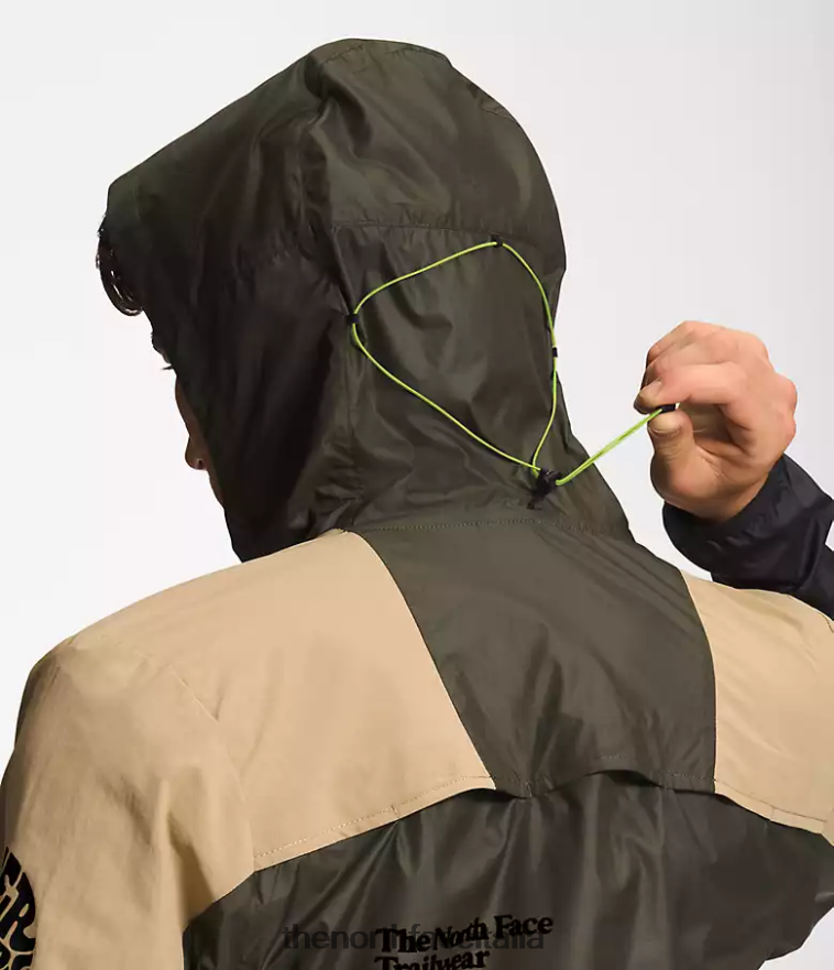 The North Face vestiario 460N8D347 kaki stone/tnf nero/new tuape verde uomini giacca da trailwear con fischietto