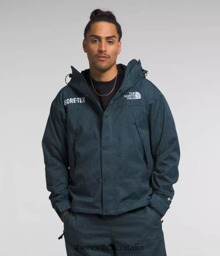 The North Face vestiario 460N8D542 blu denim/tnf nero uomini giacca da montagna gtx