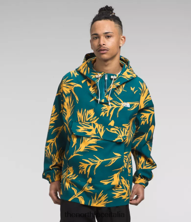 The North Face vestiario 460N8D593 stampa a pennello tropicale corallo blu uomini maglione di classe v