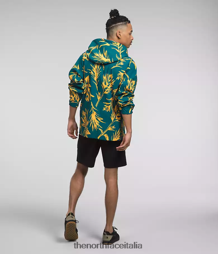 The North Face vestiario 460N8D593 stampa a pennello tropicale corallo blu uomini maglione di classe v