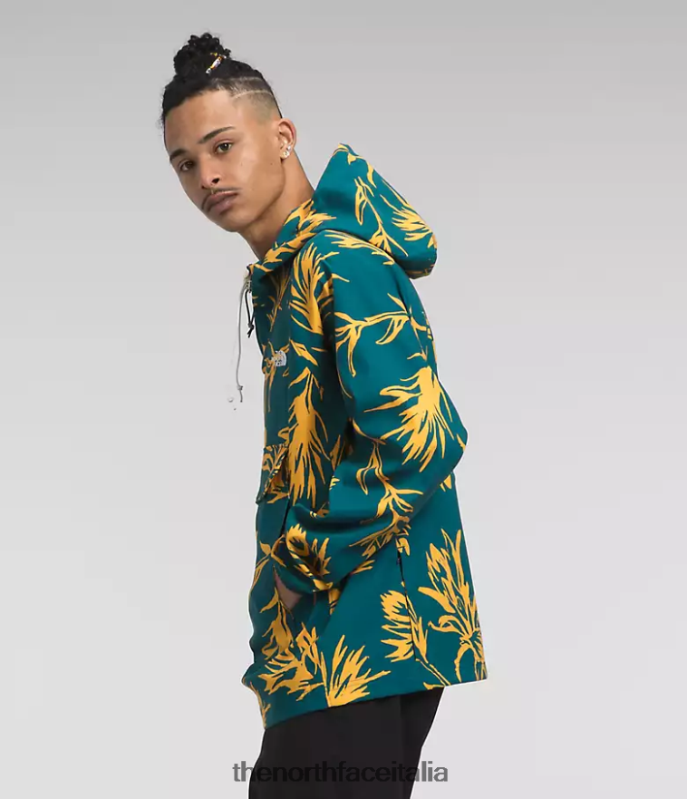 The North Face vestiario 460N8D593 stampa a pennello tropicale corallo blu uomini maglione di classe v