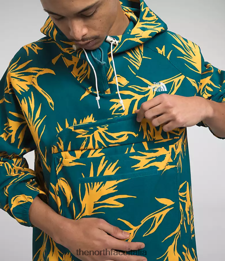 The North Face vestiario 460N8D593 stampa a pennello tropicale corallo blu uomini maglione di classe v
