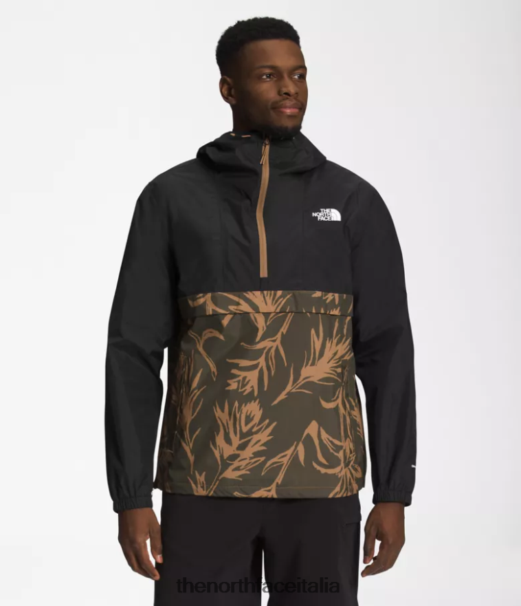 The North Face vestiario 460N8D700 stampa a pennello tnf nero/marrone pratico uomini giacca a vento antora
