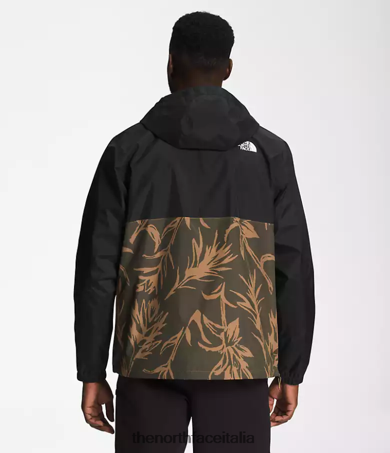 The North Face vestiario 460N8D700 stampa a pennello tnf nero/marrone pratico uomini giacca a vento antora