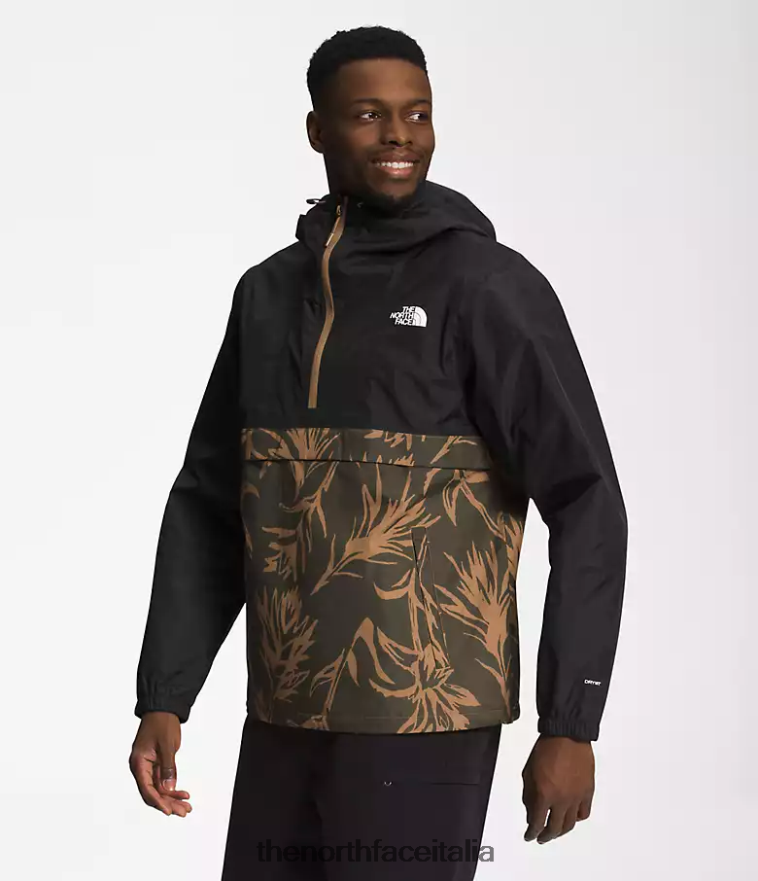 The North Face vestiario 460N8D700 stampa a pennello tnf nero/marrone pratico uomini giacca a vento antora