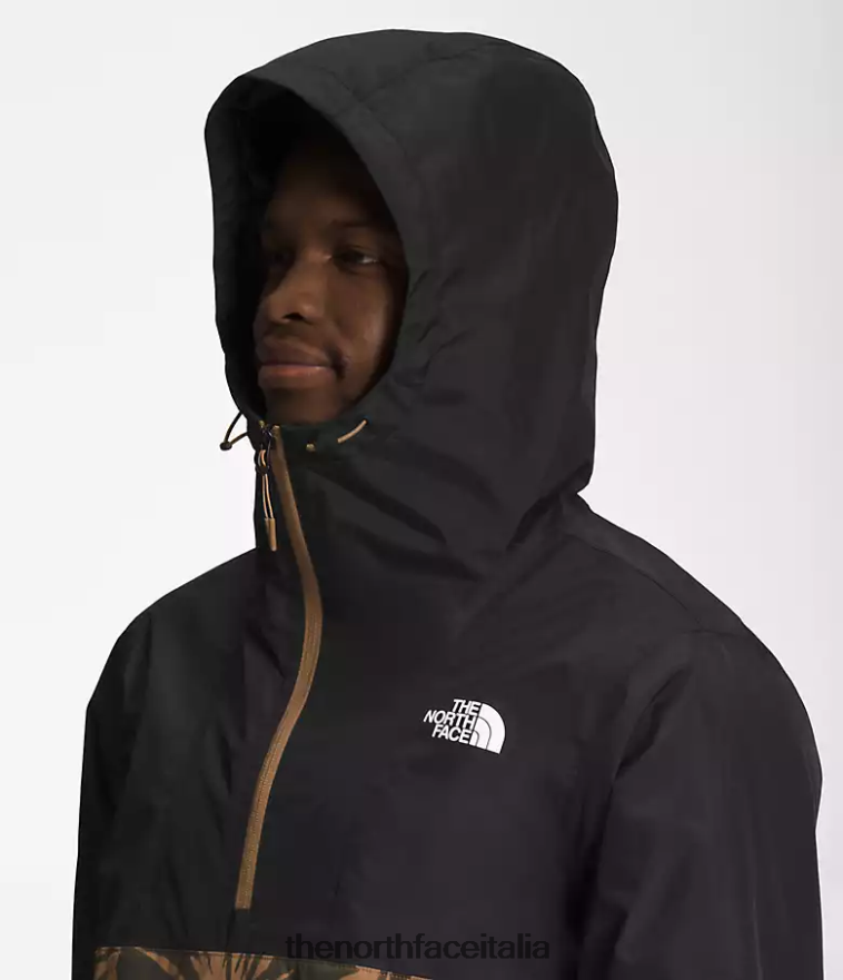 The North Face vestiario 460N8D700 stampa a pennello tnf nero/marrone pratico uomini giacca a vento antora