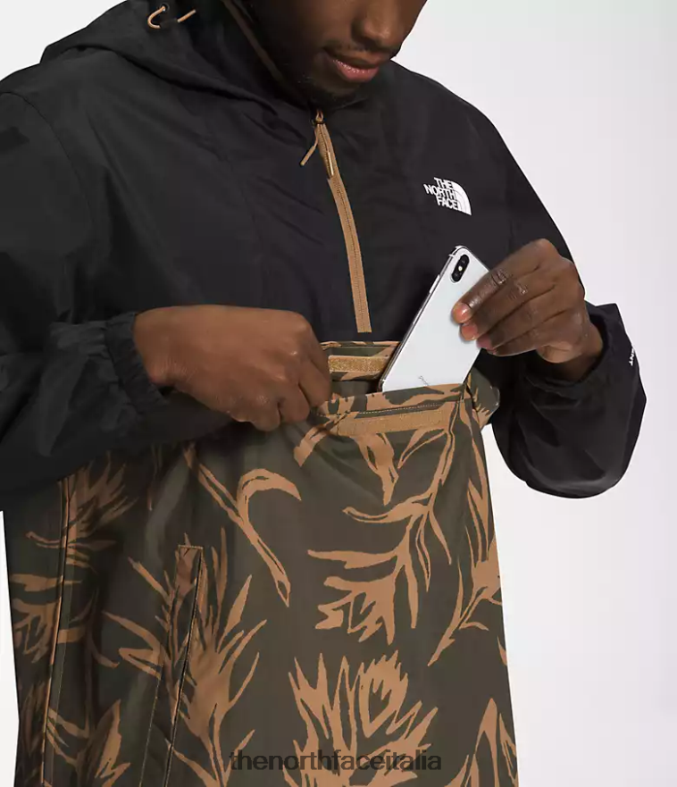 The North Face vestiario 460N8D700 stampa a pennello tnf nero/marrone pratico uomini giacca a vento antora