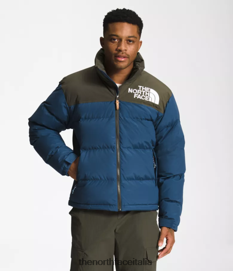 The North Face vestiario 460N8D826 blu ombreggiato/nuovo verde tortora uomini 92 low-fi hi-tek nuptse