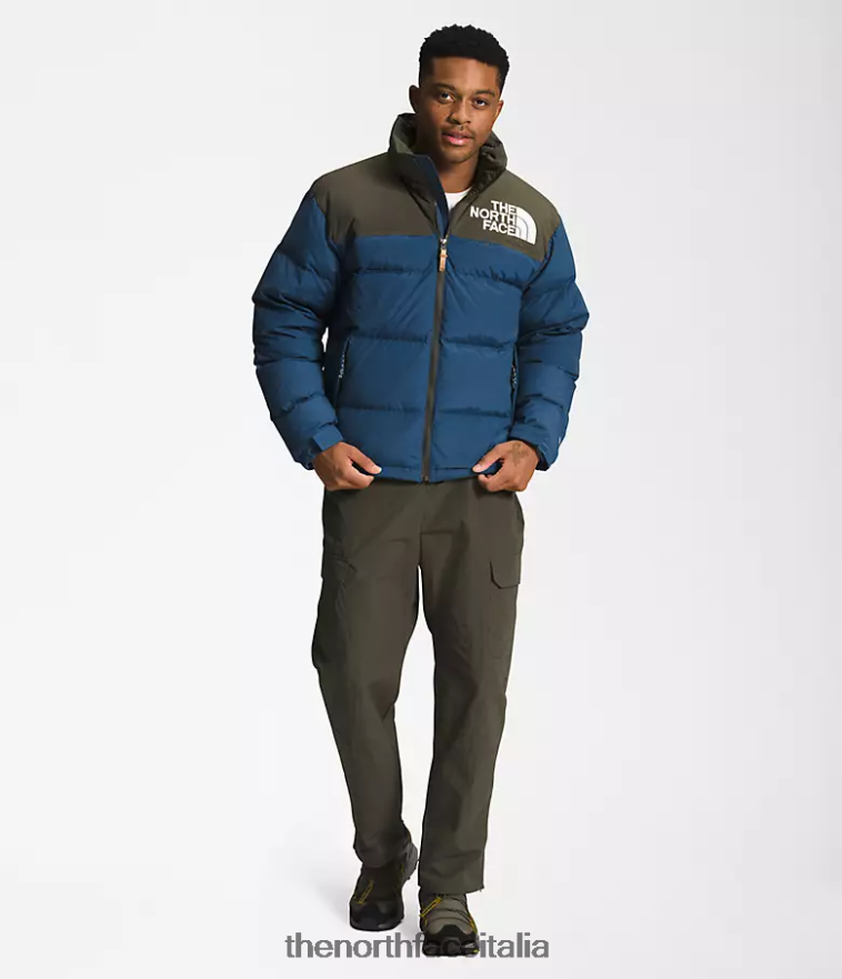 The North Face vestiario 460N8D826 blu ombreggiato/nuovo verde tortora uomini 92 low-fi hi-tek nuptse