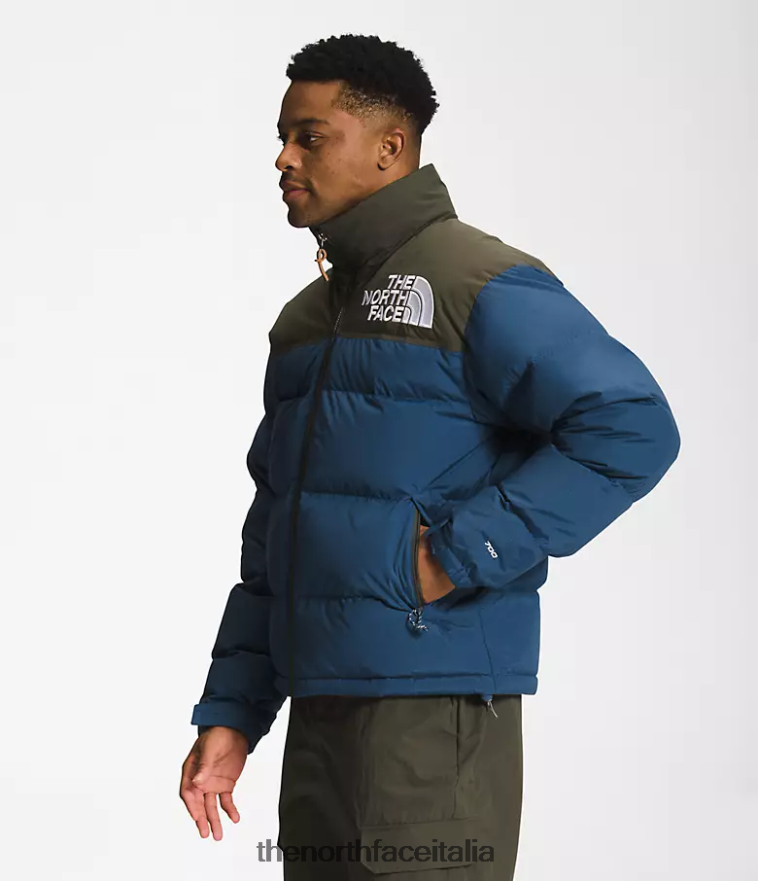 The North Face vestiario 460N8D826 blu ombreggiato/nuovo verde tortora uomini 92 low-fi hi-tek nuptse