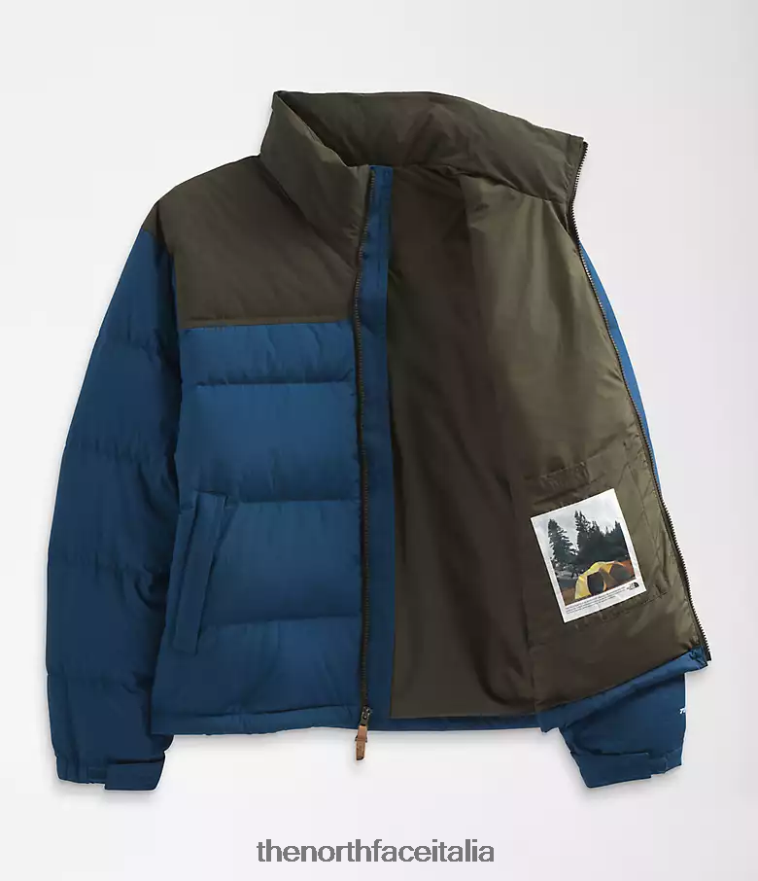 The North Face vestiario 460N8D826 blu ombreggiato/nuovo verde tortora uomini 92 low-fi hi-tek nuptse