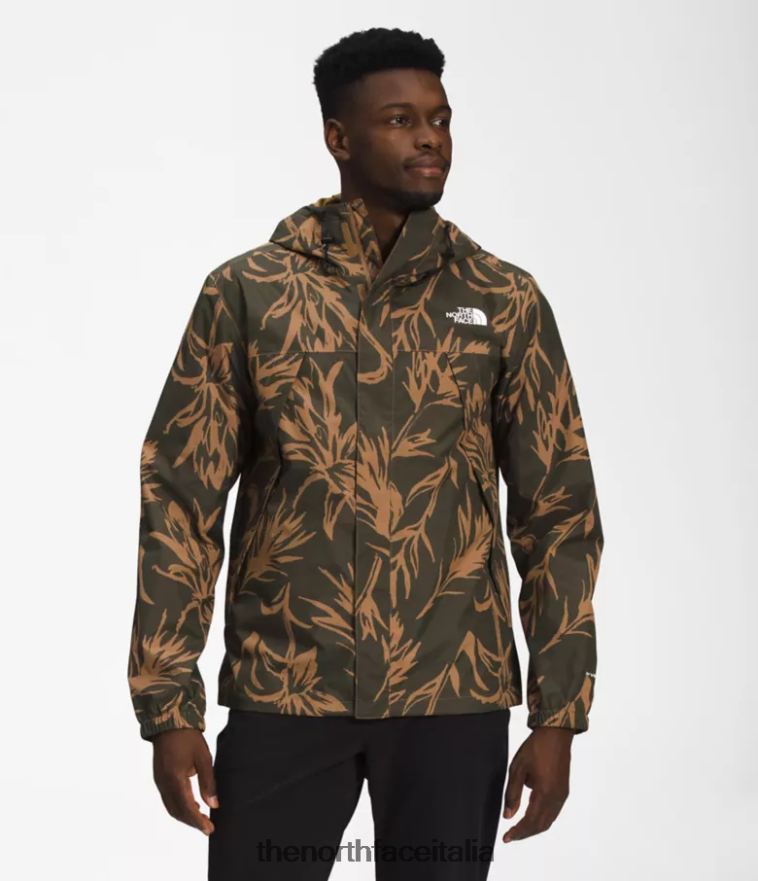 The North Face vestiario 460N8D287 stampa a pennello tropicale marrone pratico uomini giacca antoriana