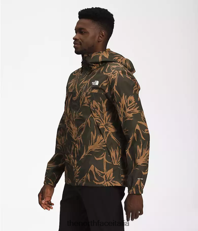 The North Face vestiario 460N8D287 stampa a pennello tropicale marrone pratico uomini giacca antoriana