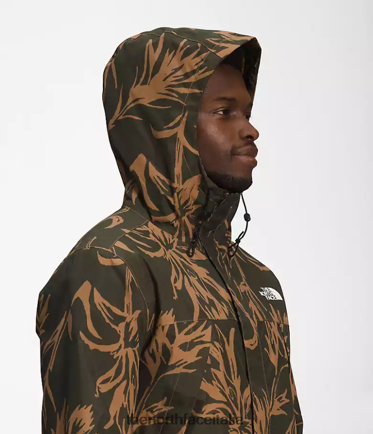 The North Face vestiario 460N8D287 stampa a pennello tropicale marrone pratico uomini giacca antoriana