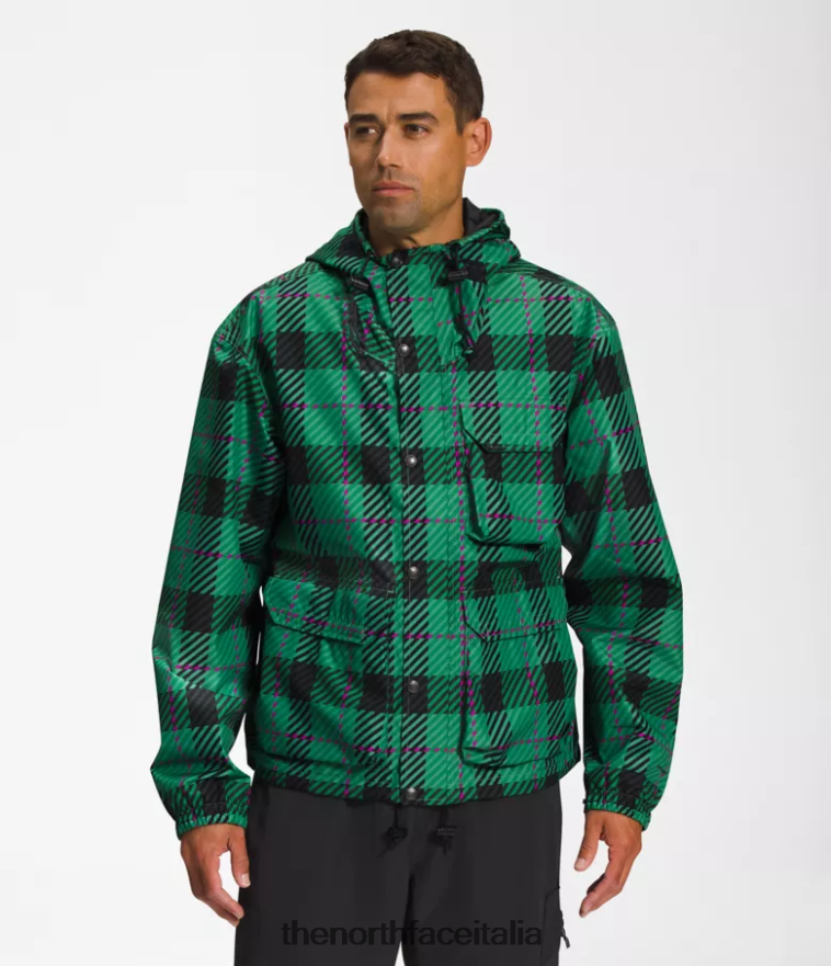 The North Face vestiario 460N8D295 plaid verde erba intenso uomini Giacca antipioggia pratica M66