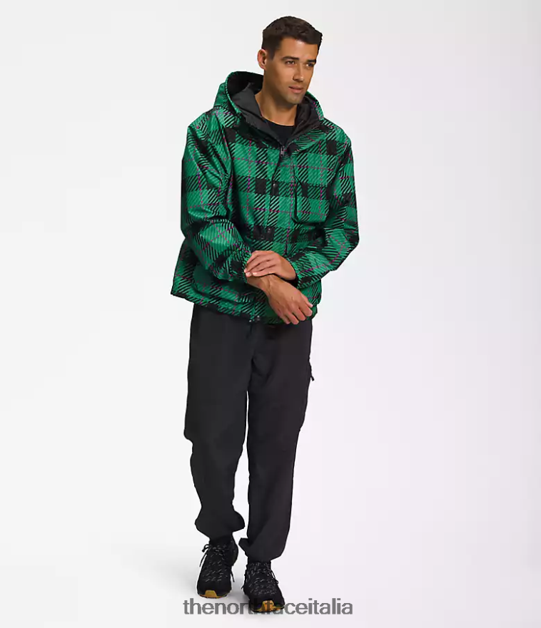 The North Face vestiario 460N8D295 plaid verde erba intenso uomini Giacca antipioggia pratica M66