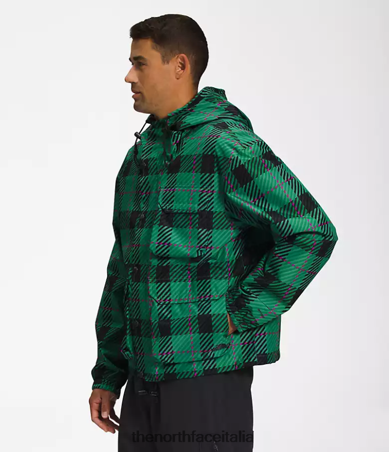 The North Face vestiario 460N8D295 plaid verde erba intenso uomini Giacca antipioggia pratica M66