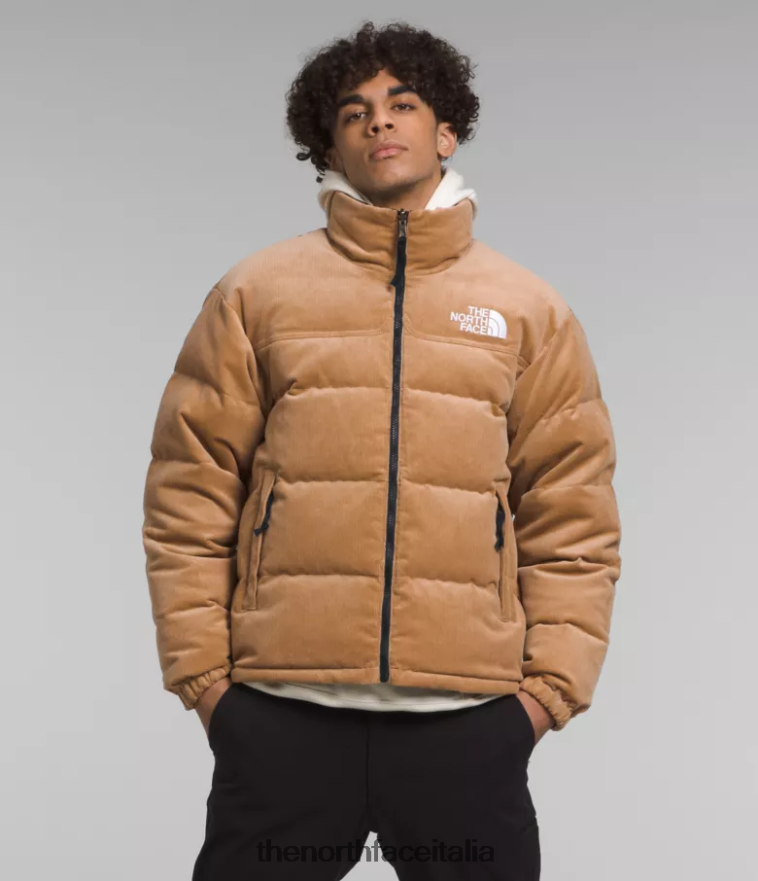 The North Face vestiario 460N8D1203 burro di mandorle/tnf nero uomini 92 giacca nuptse reversibile