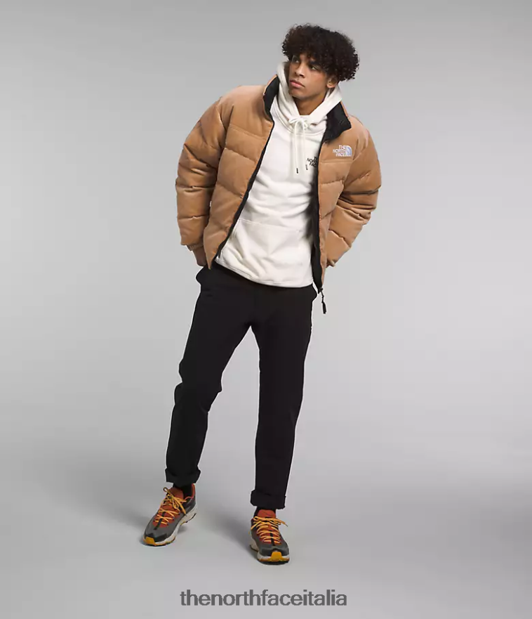 The North Face vestiario 460N8D1203 burro di mandorle/tnf nero uomini 92 giacca nuptse reversibile