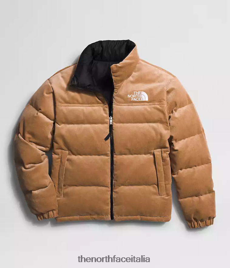 The North Face vestiario 460N8D1203 burro di mandorle/tnf nero uomini 92 giacca nuptse reversibile