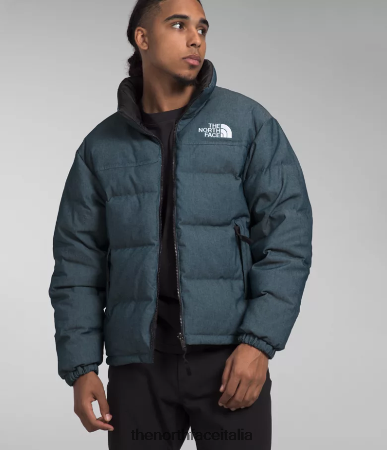 The North Face vestiario 460N8D1205 blu denim/tnf nero uomini 92 giacca nuptse reversibile