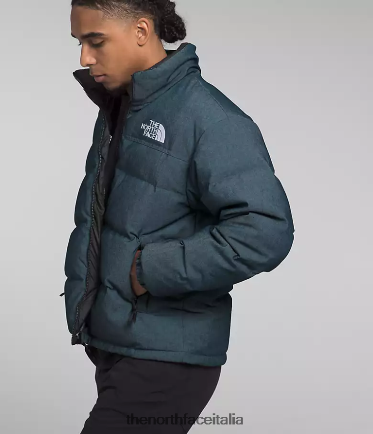 The North Face vestiario 460N8D1205 blu denim/tnf nero uomini 92 giacca nuptse reversibile