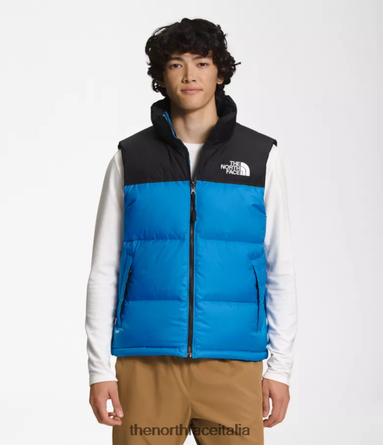 The North Face vestiario 460N8D289 blu super sonico uomini Gilet retrò nuptse del 1996