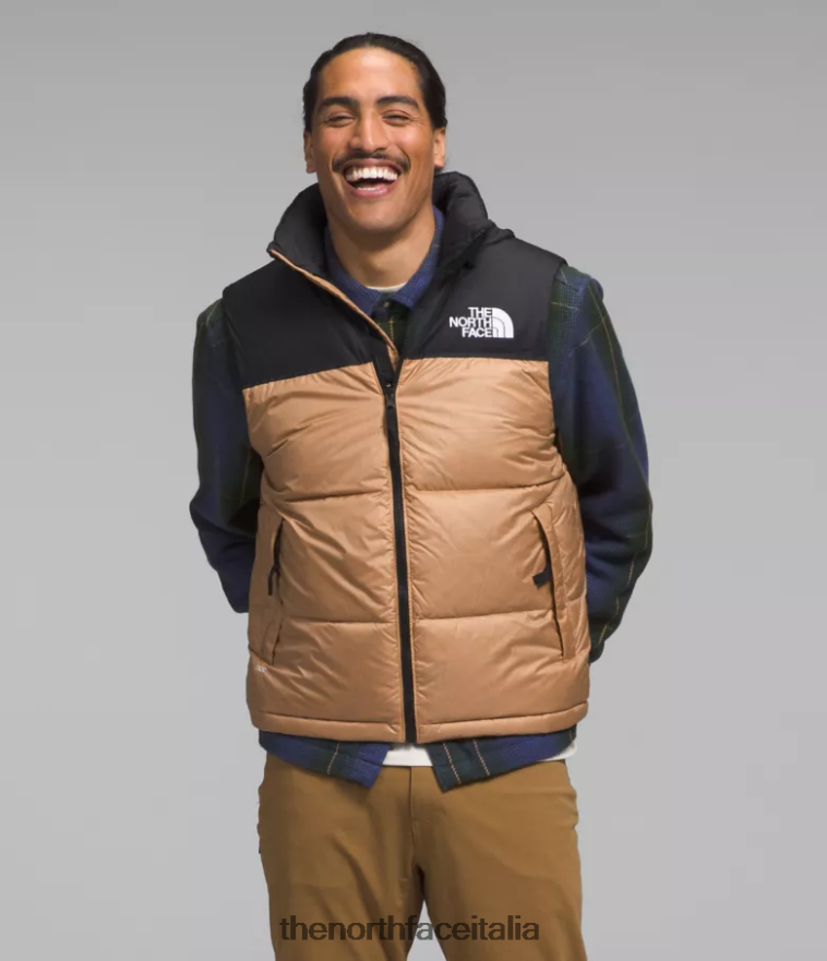 The North Face vestiario 460N8D291 burro di mandorle uomini Gilet retrò nuptse del 1996