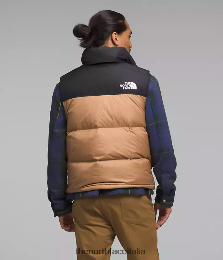 The North Face vestiario 460N8D291 burro di mandorle uomini Gilet retrò nuptse del 1996