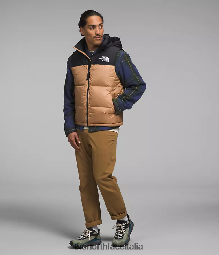 The North Face vestiario 460N8D291 burro di mandorle uomini Gilet retrò nuptse del 1996