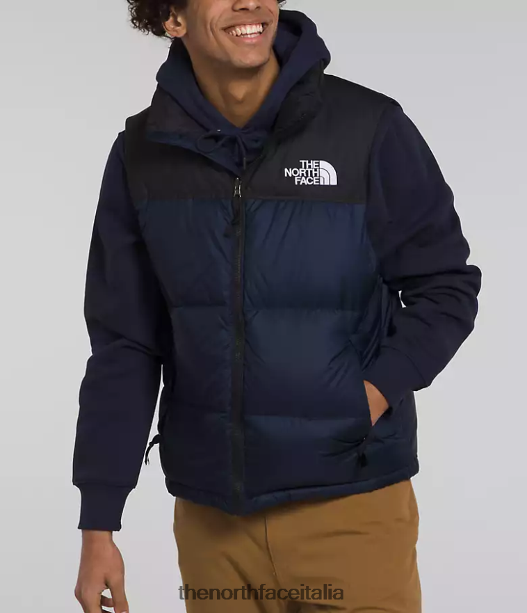The North Face vestiario 460N8D292 summit blu scuro/tnf nero uomini Gilet retrò nuptse del 1996