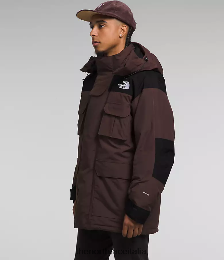 The North Face vestiario 460N8D1244 marrone carbone/tnf nero uomini Parka isolante Coldworks