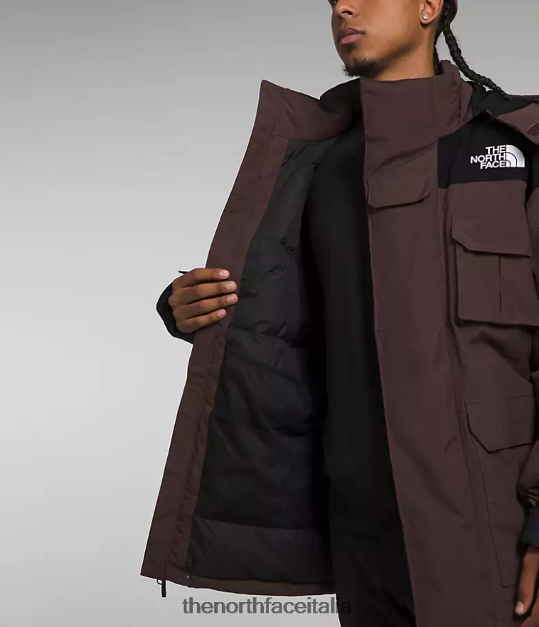 The North Face vestiario 460N8D1244 marrone carbone/tnf nero uomini Parka isolante Coldworks