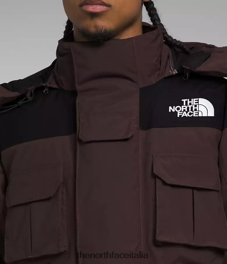 The North Face vestiario 460N8D1244 marrone carbone/tnf nero uomini Parka isolante Coldworks