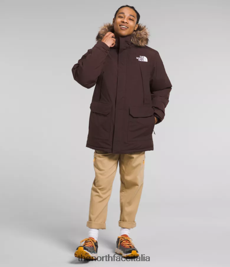 The North Face vestiario 460N8D3 stampa monogramma marrone carbone/burro di mandorla uomini Parka McMurdo