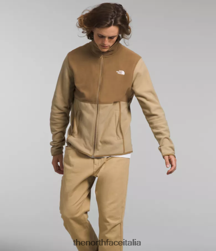 The North Face vestiario 460N8D13 kaki pietra/marrone pratico uomini giacca alpina polartec 100