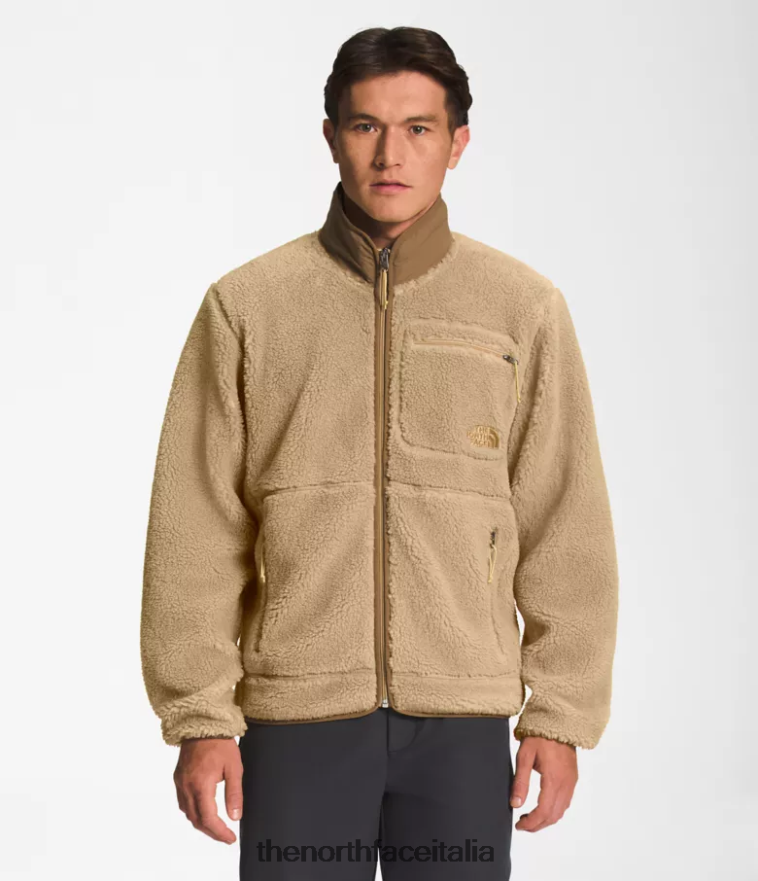 The North Face vestiario 460N8D548 kaki pietra/marrone pratico uomini giacca con zip intera in pile estremo