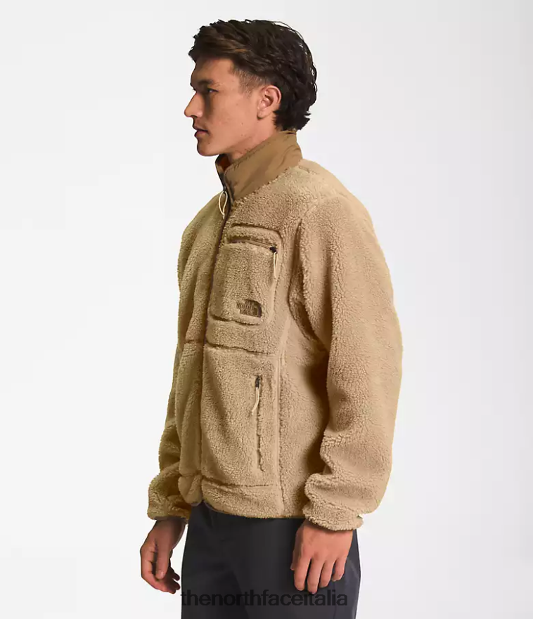 The North Face vestiario 460N8D548 kaki pietra/marrone pratico uomini giacca con zip intera in pile estremo