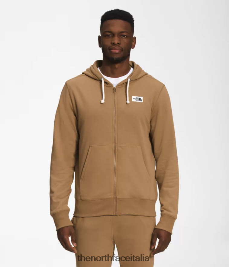 The North Face vestiario 460N8D704 marrone pratico uomini Felpa con cappuccio e zip intera con patch Heritage