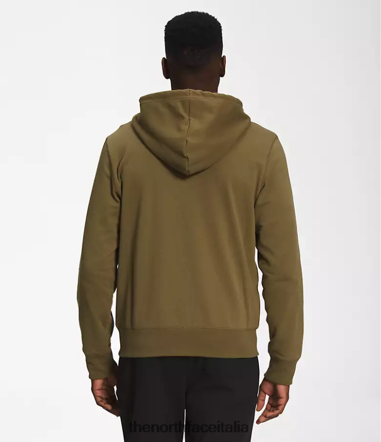The North Face vestiario 460N8D705 olivo militare uomini Felpa con cappuccio e zip intera con patch Heritage
