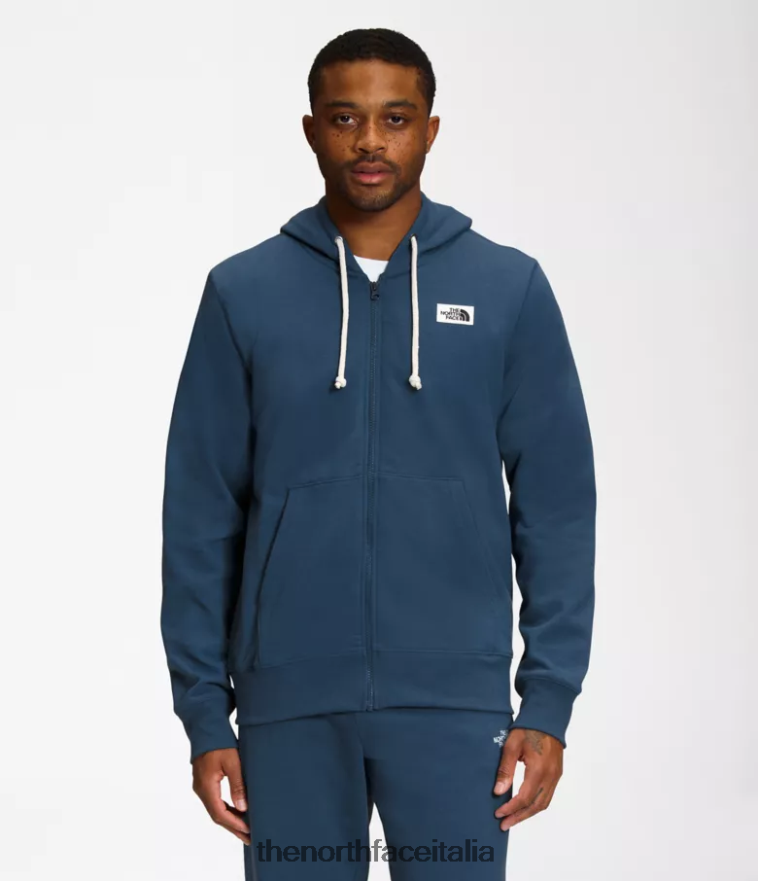 The North Face vestiario 460N8D706 blu ombroso uomini Felpa con cappuccio e zip intera con patch Heritage